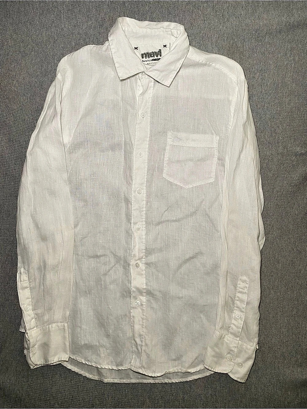 Mavi Mens 100% Linen Button Down Shirt Medium Off White